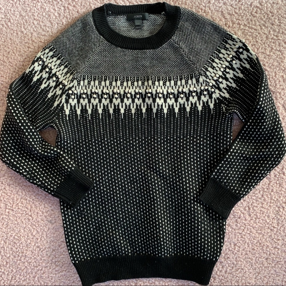 J. Crew Black & Cream Sweater